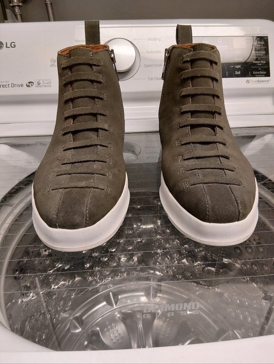 John Fluevog Other - John Fluevog Olive Green Suede Side-zip Chukka Boots with White Sole